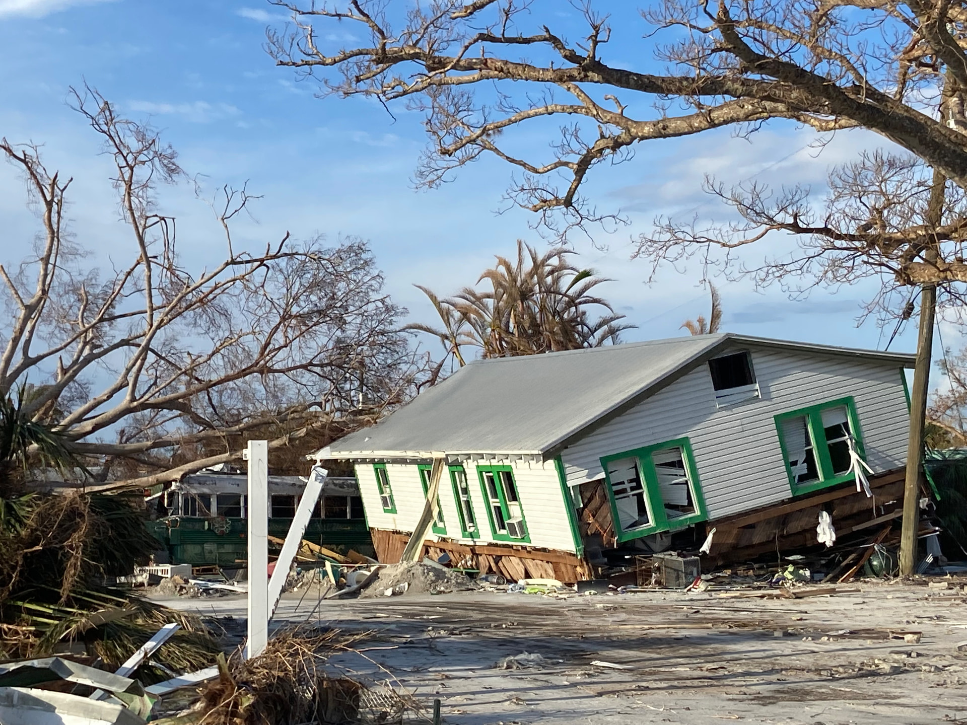 Damaged house in Fort Myers, Florida, after Hurricane Ian, October 2022